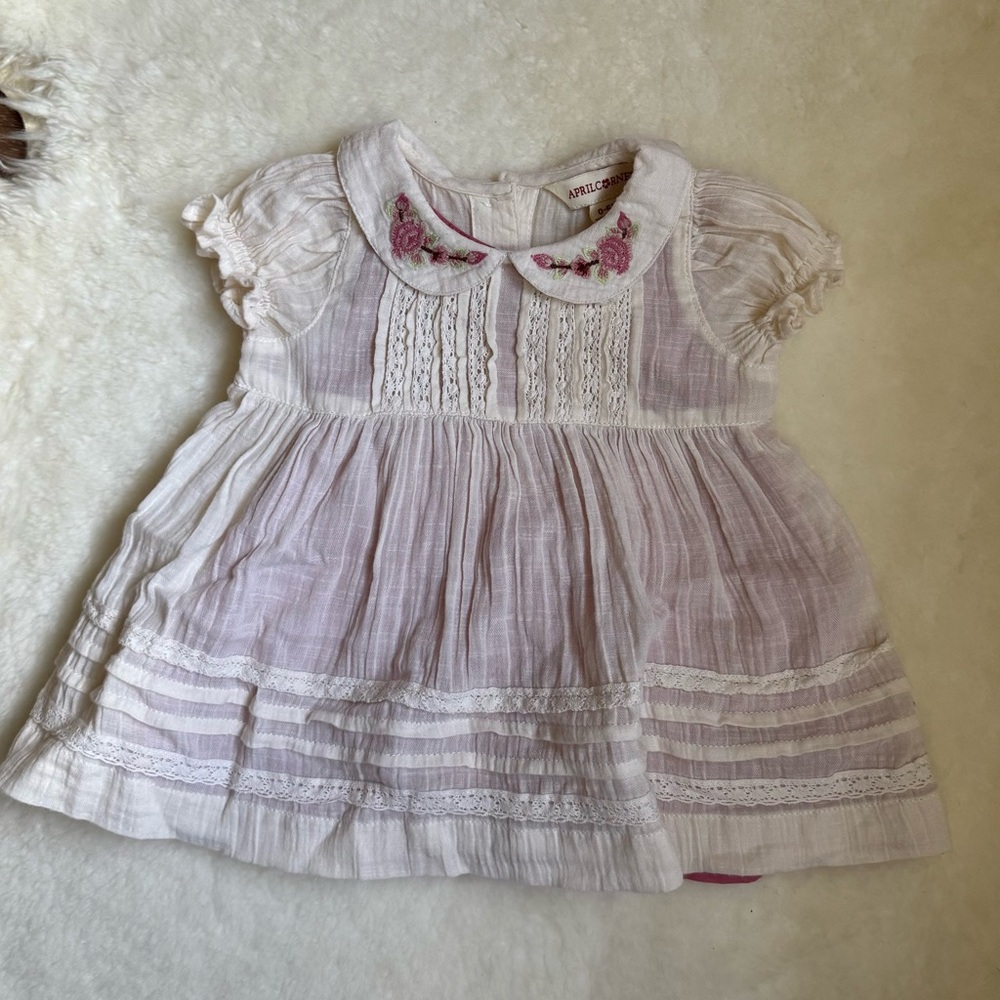 April Cornell Baby Dress with Floral Embroidery